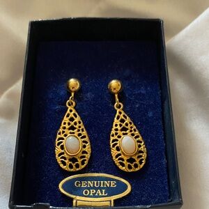 Elizabeth Farrell Gold and Opal Earrings